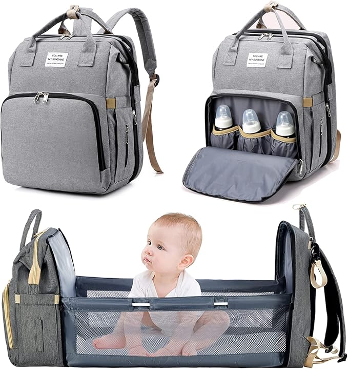 Sac à Langer Portable Multifonction Imperméable – Grande Capacité, Pliable, Idéal Voyage et Poussette