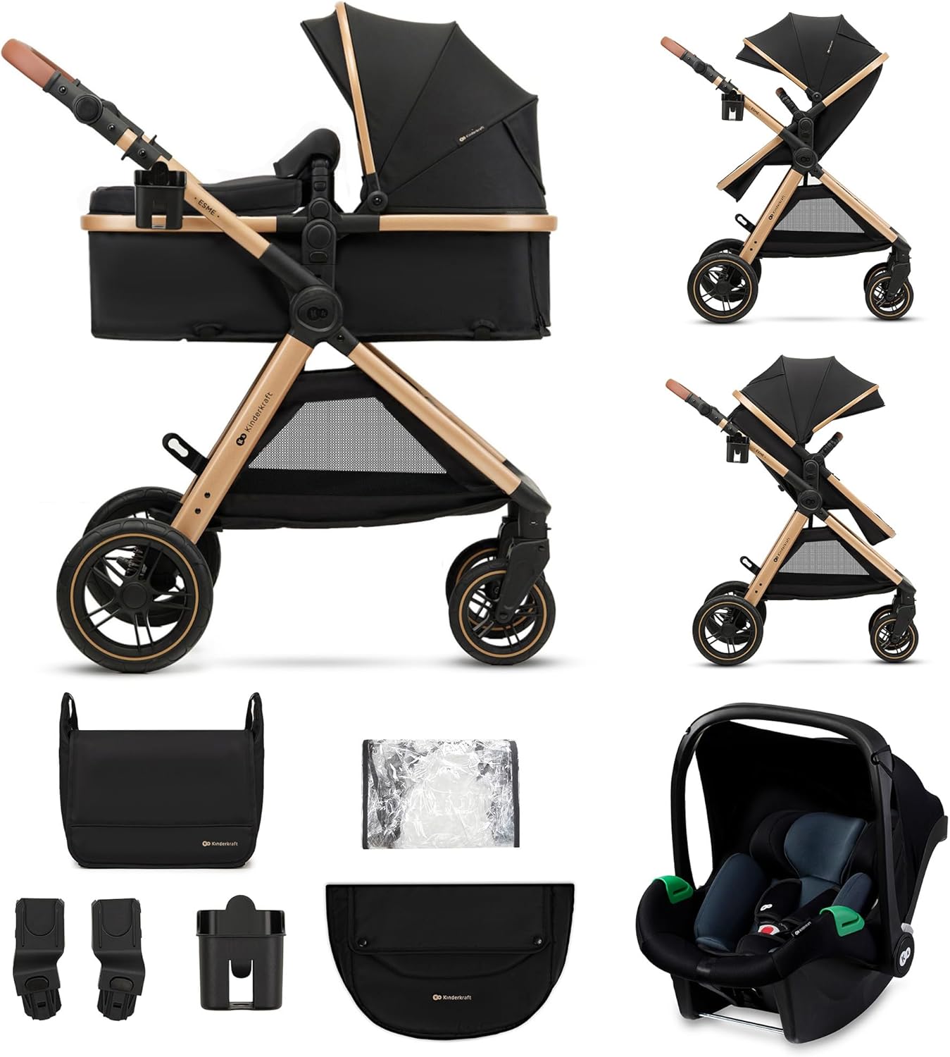 Poussette 3 en 1 Bébé avec Siège Auto – Compacte, Confortable et Idéale Voyage