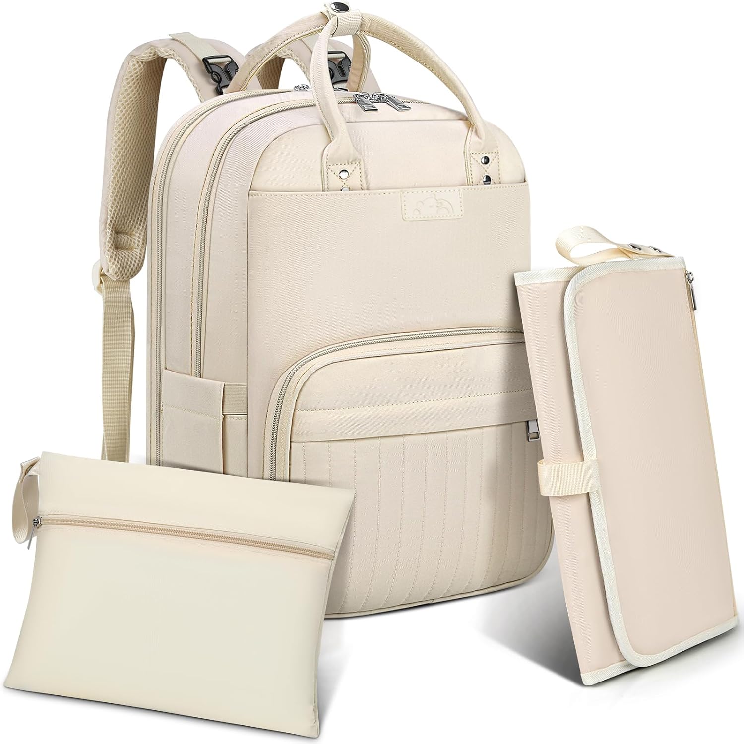 RAINSMORE Sac à Langer Bébé Grande Capacité – Sac de Voyage avec Matelas à Langer et Poches Isothermes