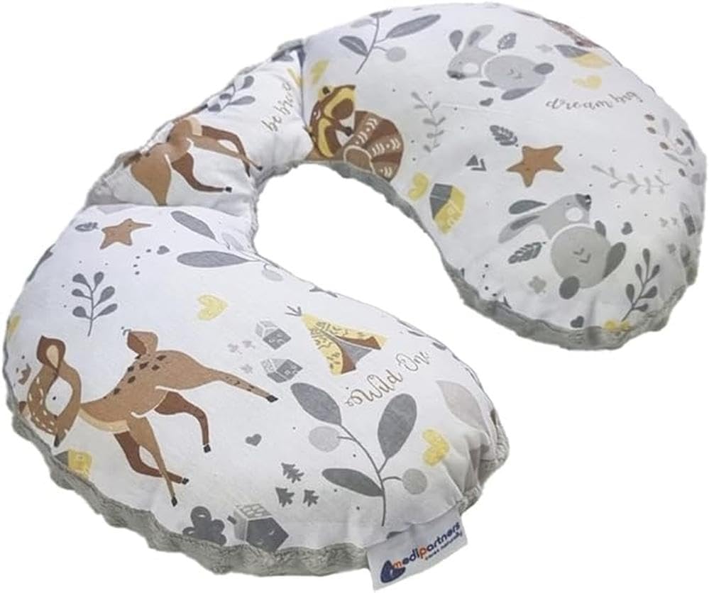 Medi Partners Coussin de voyage bébé – Repose-tête voiture/avion, 100% coton/Minky, cale nuque enfant