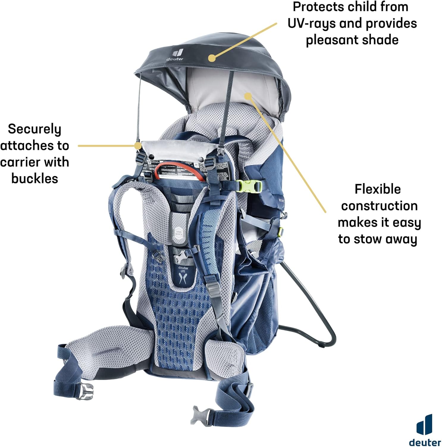 Deuter Kid Comfort Porte-Bébé de Randonnée avec Toit Solaire – Sac à Dos de Portage Ergonomique Ultra Confortable pour Bébé – Idéal Voyage, Trekking et Randonnée en Famille