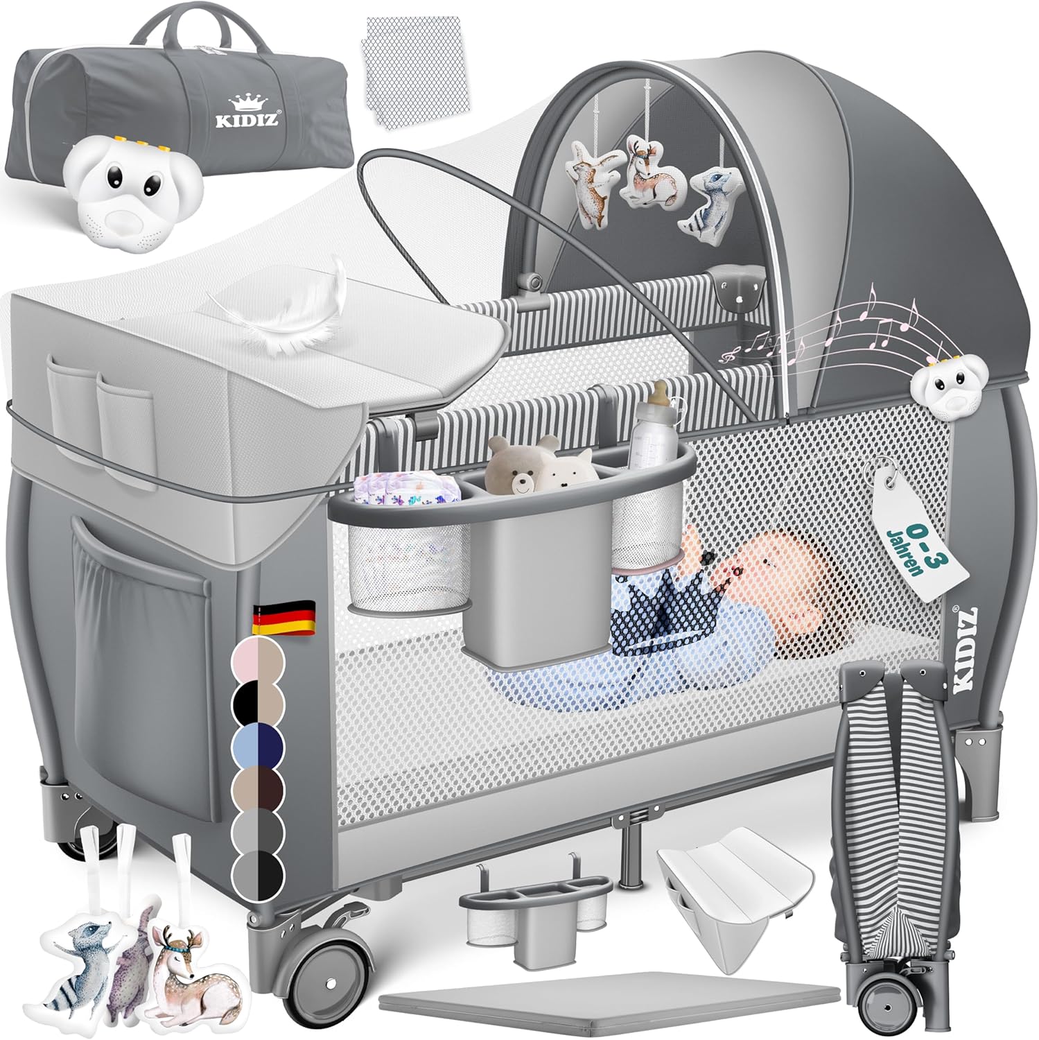 Lit Bébé Voyage 3 en 1 avec Moustiquaire – Matelas Combiné Pliable Portable Naissance